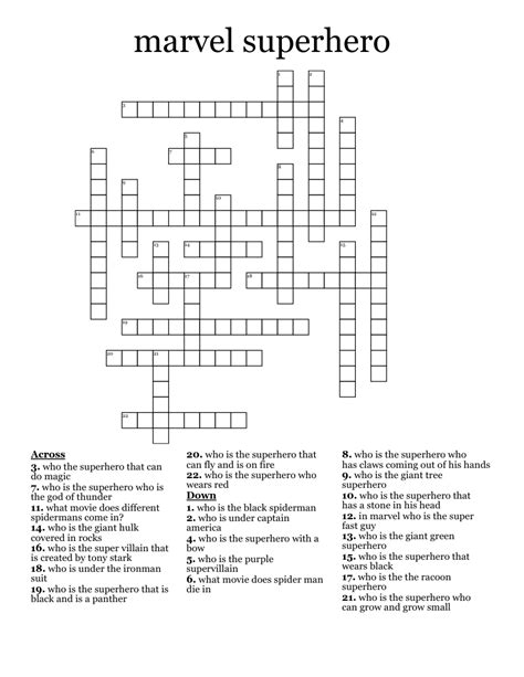 marvel super hero crossword clue